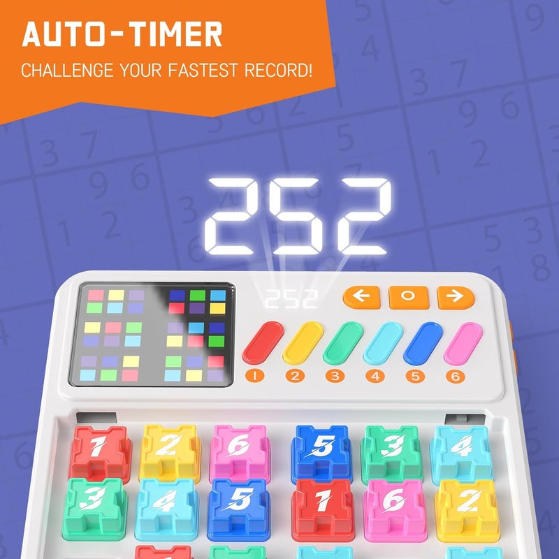 ShenMaster Store Sudoku Board Game with LED Screen,3500 Levels 4x4 6x6 Sudoku Puzzles for Kids & Beginner,Brain Toy for Boys & Girls,Portable Soduku Travel Fun,Gifts Ideas for All Ages - Image 3